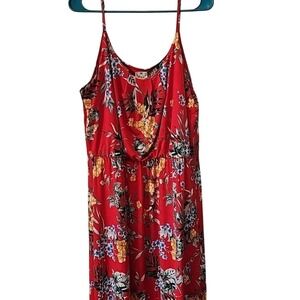 Late August Women's Tropical Floral Red Maxi Dress Size XL